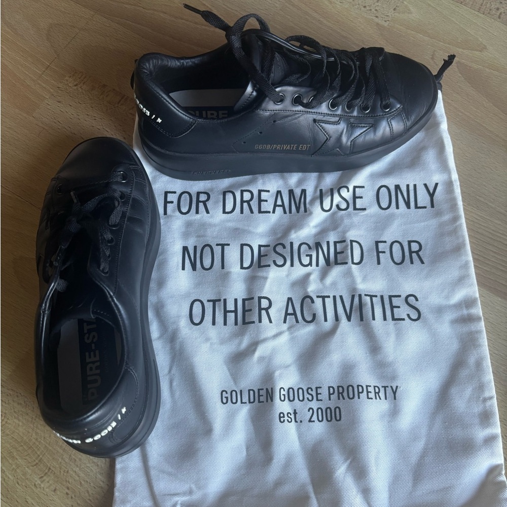 Golden Goose Black Leather Sneakers with Star - Picture 5 of 12